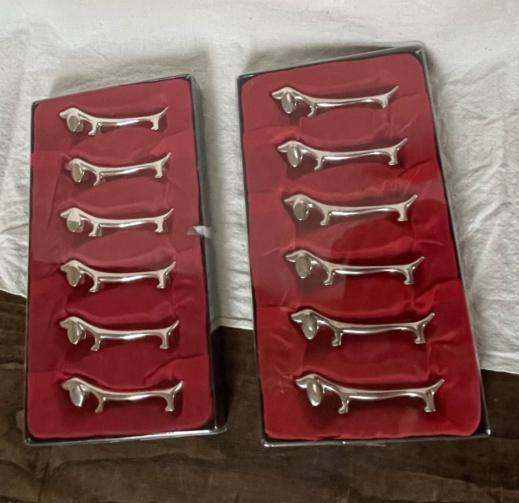 Silver dachshund knife holder