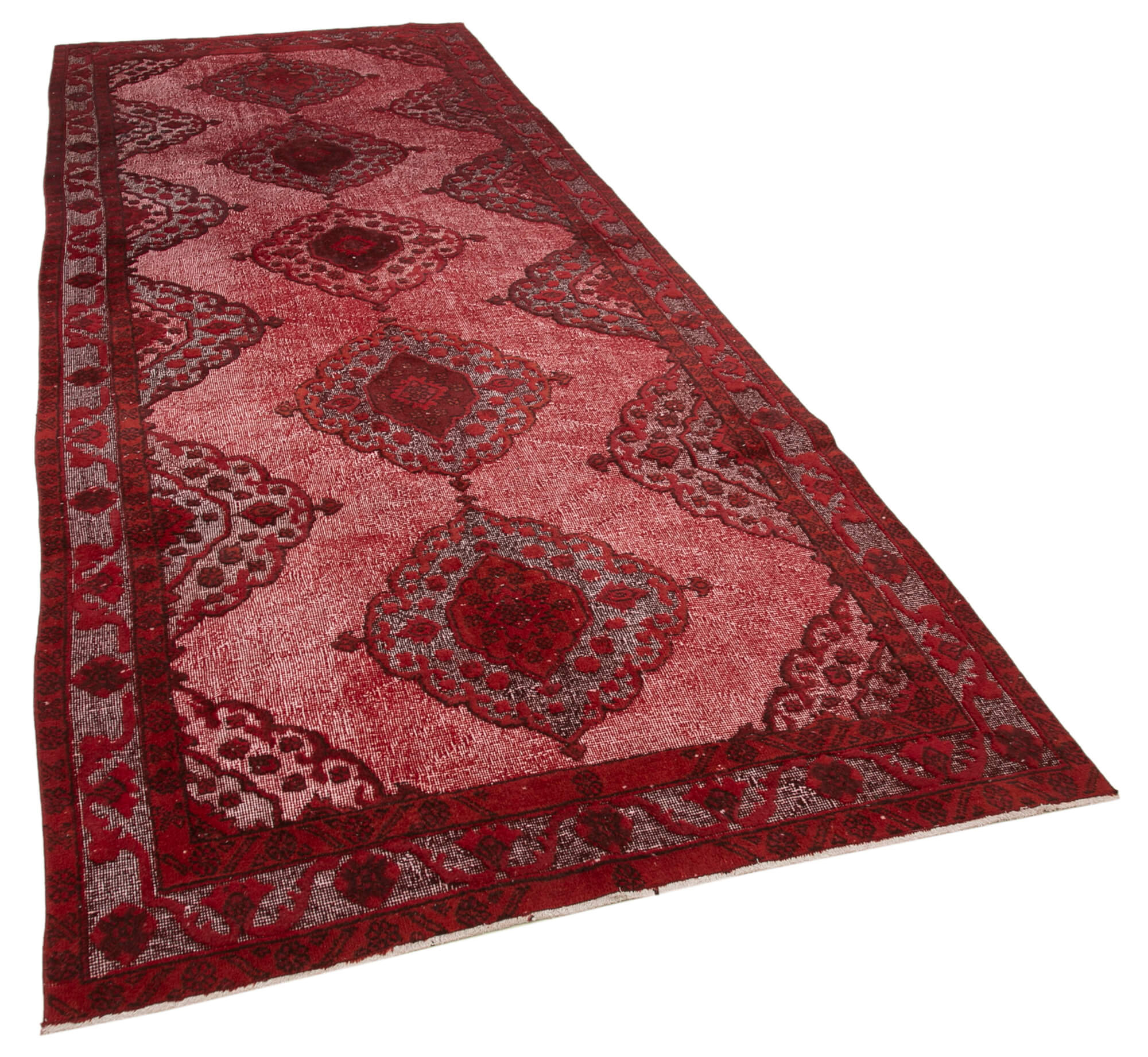 Handmade contemporary oriental 1980s 151 cm x 370 cm red rug