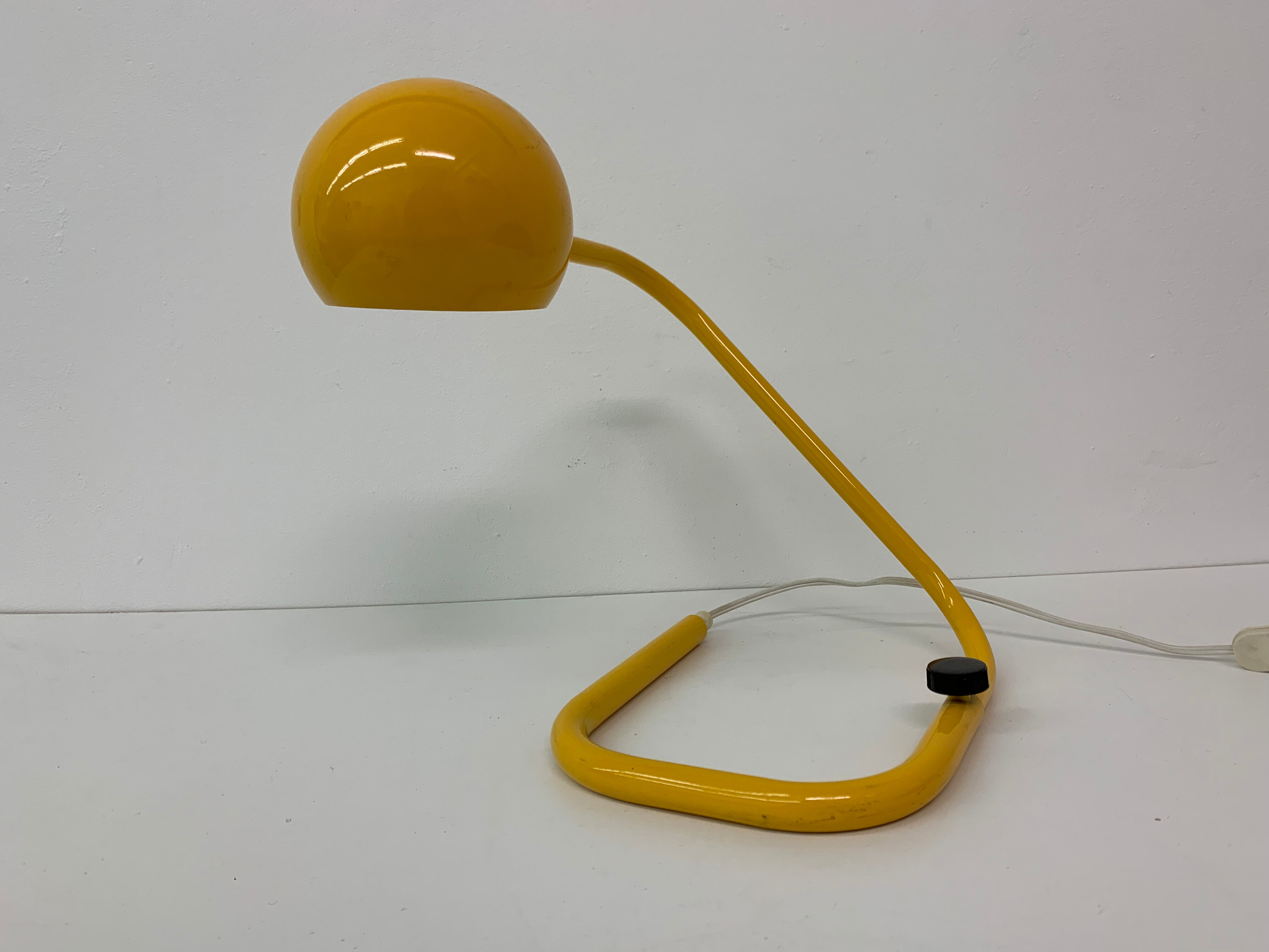 Mid-century design yellow tubular table lamp, 1970’s