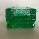 Green diamond cut glass ashtray 1980