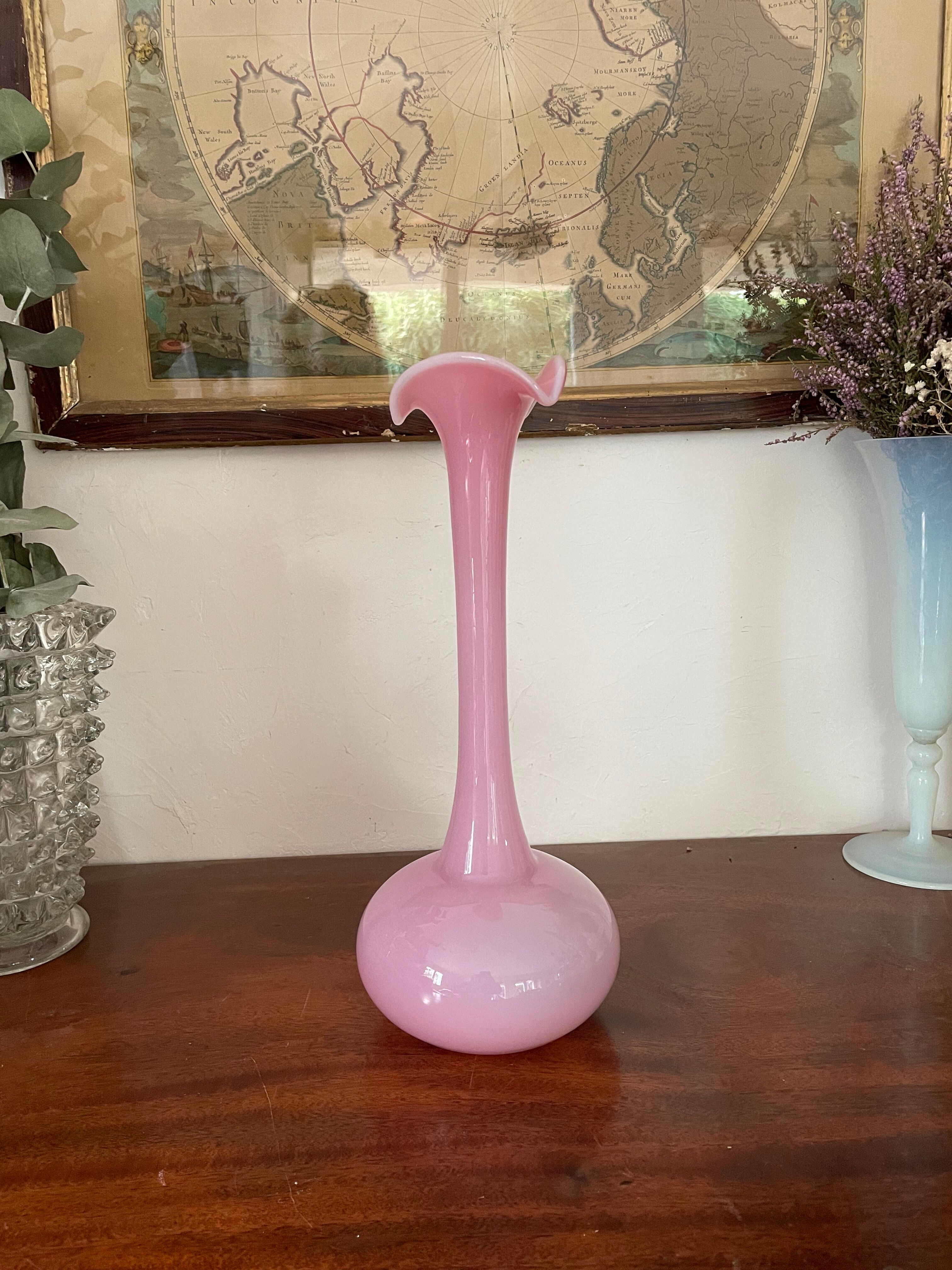 Pink opaline vase 32,5cm