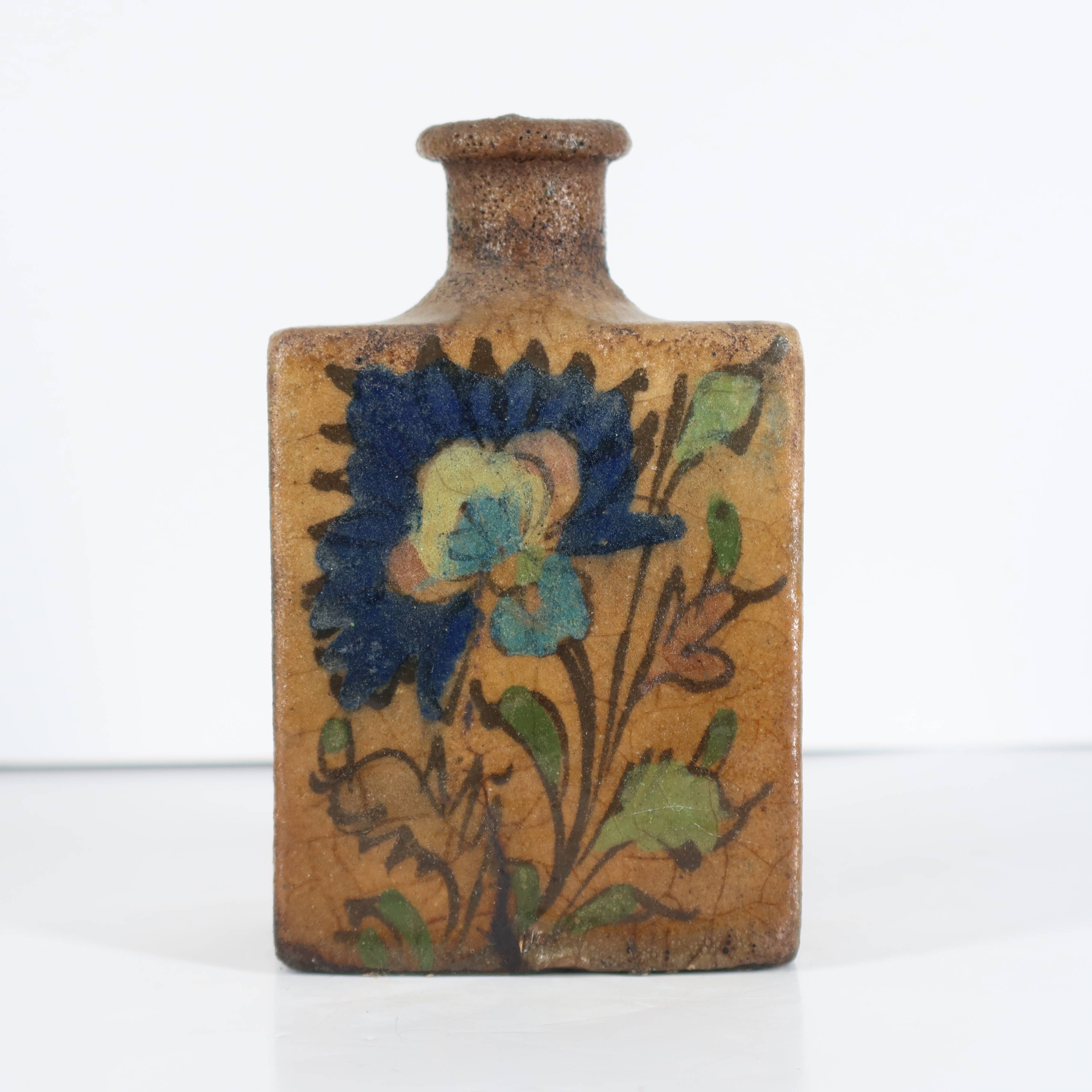 Flacon ancien en céramique persane – Iran, époque kadjare, XVIIIᵉ siècle