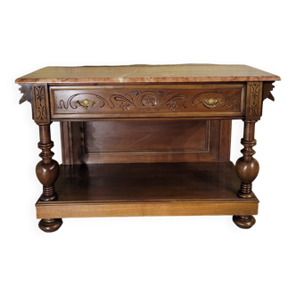 19th century walnut and marble console table