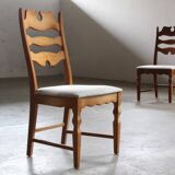 Set of 6 vintage Danish oak razorblade highback chairs by H. Kjærnulf, 1960s