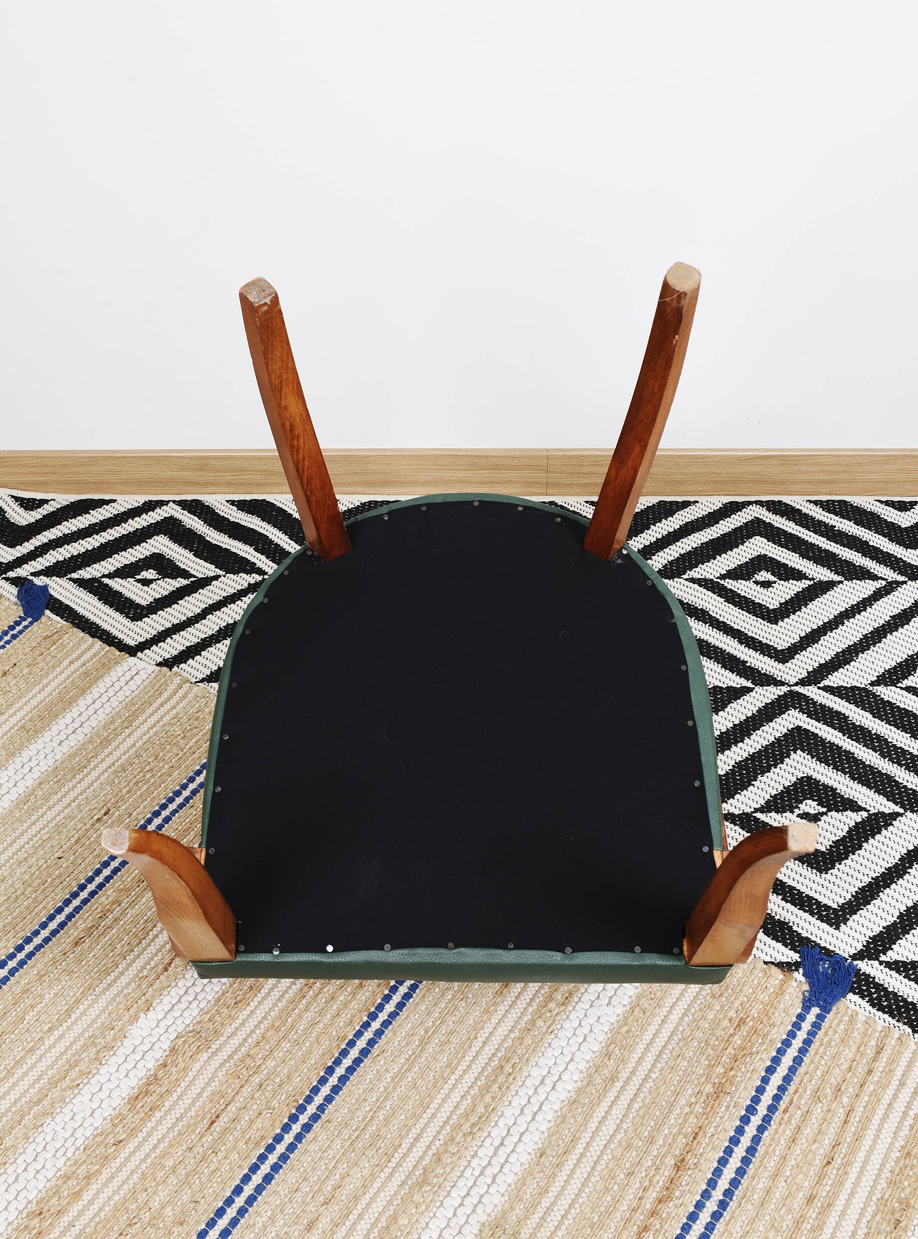 Bridge armchair in green moleskin