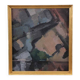 Original large mid-century Swedish oil on canvas – “Composition” by Sixten Lundbohm – vintage & framed – 77 × 70 cm (30.3" × 27.6")