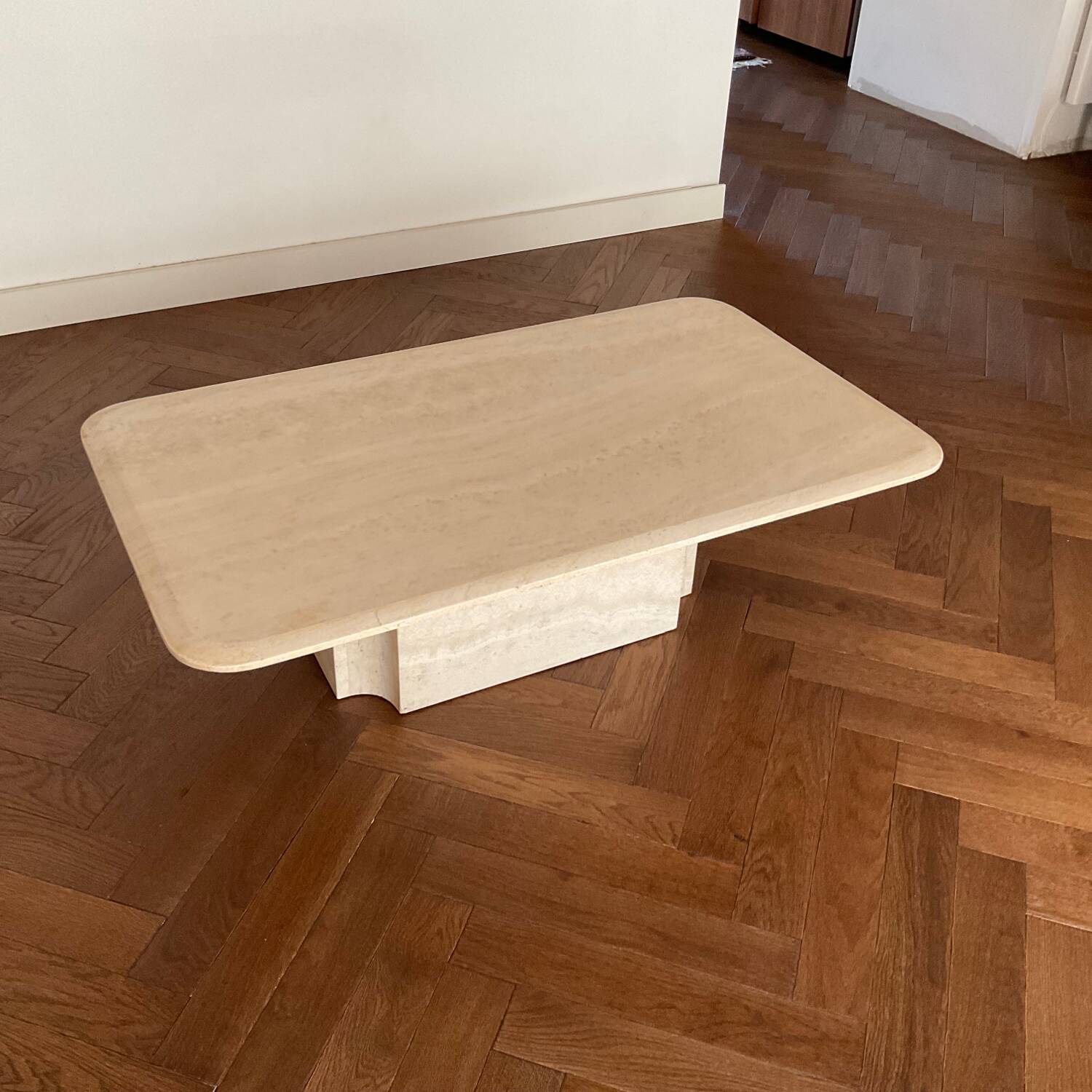 Table basse travertin vintage années 70