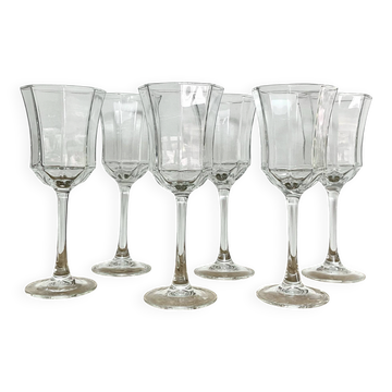 6 verres à pied « Octime »Luminarc France vintage