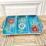 Glazed ceramic dish with flowers 50s