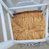 Set of 4 antique and repainted straw chairs