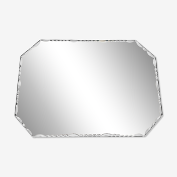 Grand miroir biseauté rectangulaire 1950