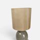 1970s table lamp in ceramic, signed, with a hand-painted silk shade.