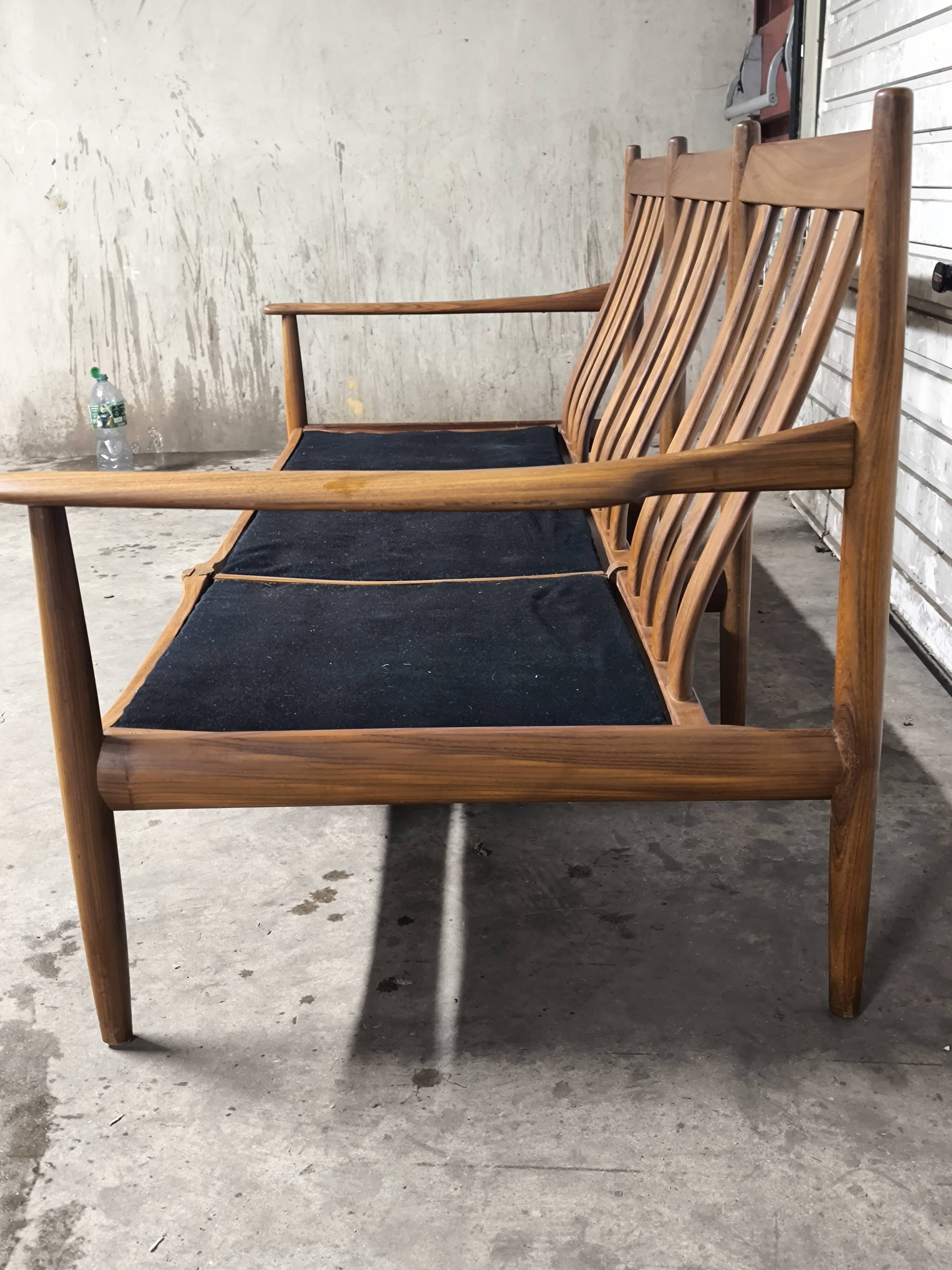 Vintage Scandinavian teak sofa bench from the 1960s.