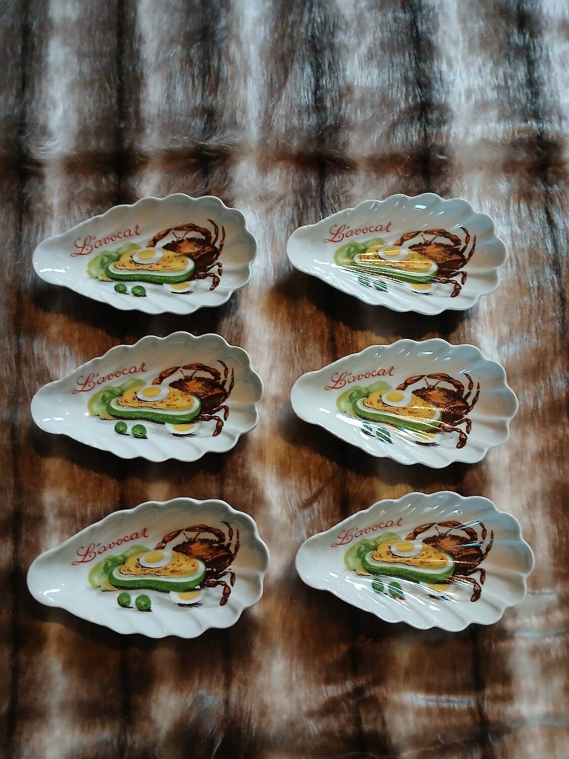 6 antique avocado cups