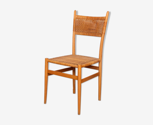 Chaise cannée vintage design tchèque 1960