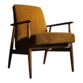 Fauteuil vintage des années 50, moutarde foncé, restauré