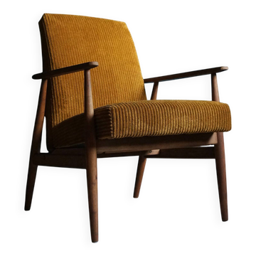 Fauteuil vintage des années 50, moutarde foncé, restauré