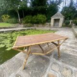 Table basse en rotin vintage vers 1960