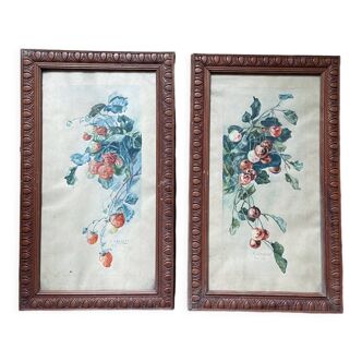 Art Deco pendants. Still lifes in watercolor signed and dated.