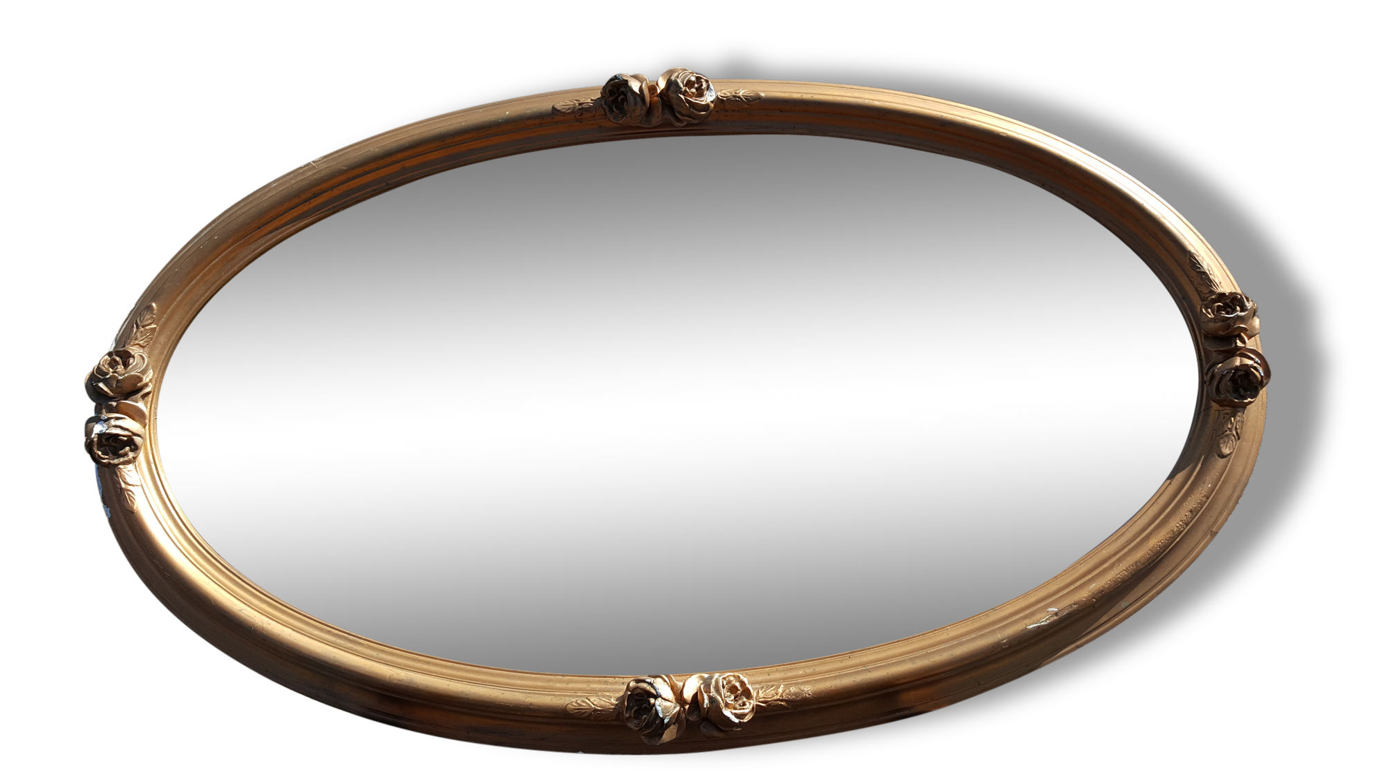 Oval mirror bevelled and Golden