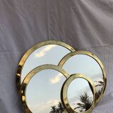 Set of 4 round polished brass mirrors – Moroccan craftsmanship – Vintage style
