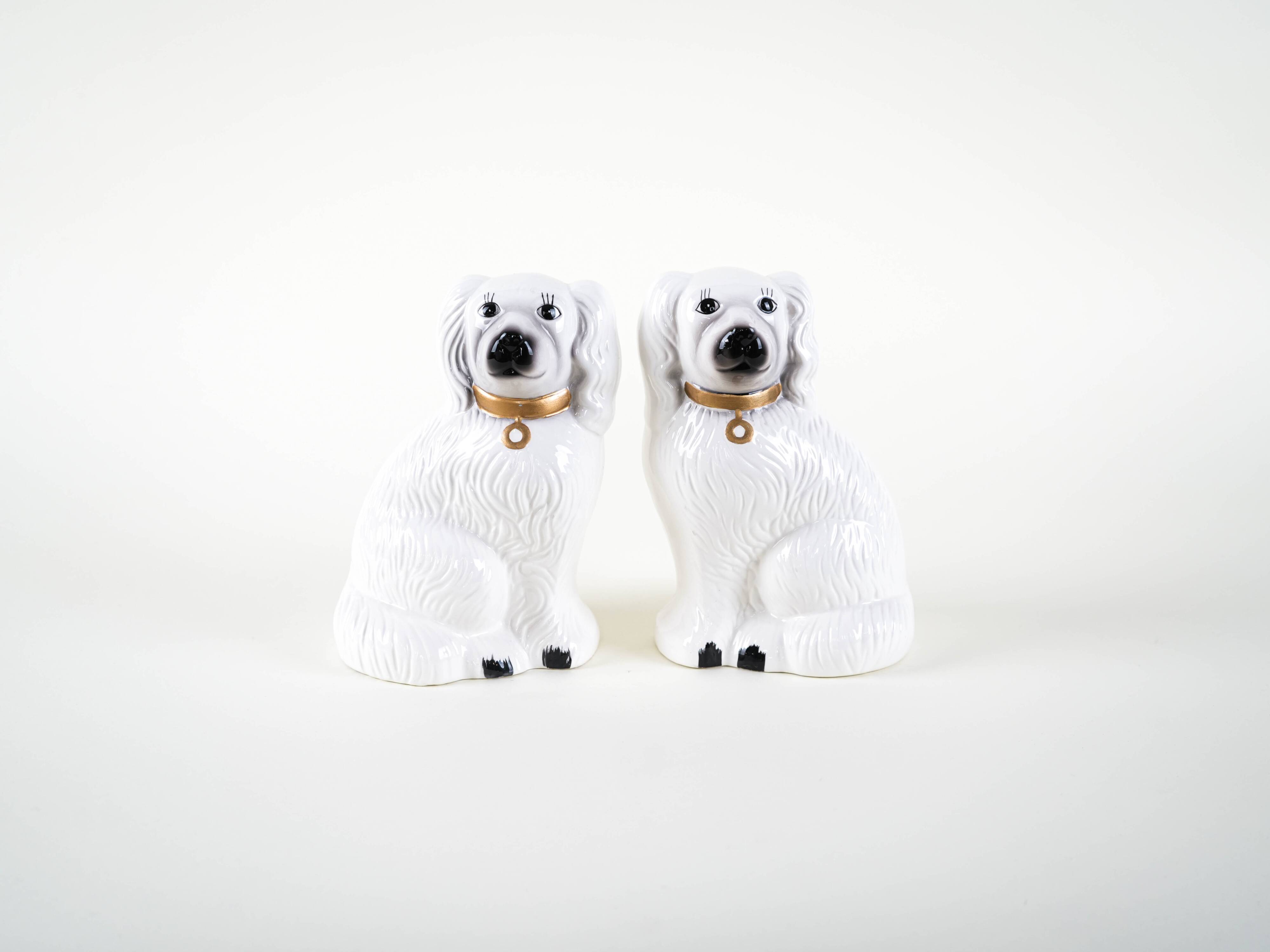 Ceramic dog figurines, English style, 1970s, made in England