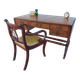 English lion paw desk and lyre armchair, leather, extensions