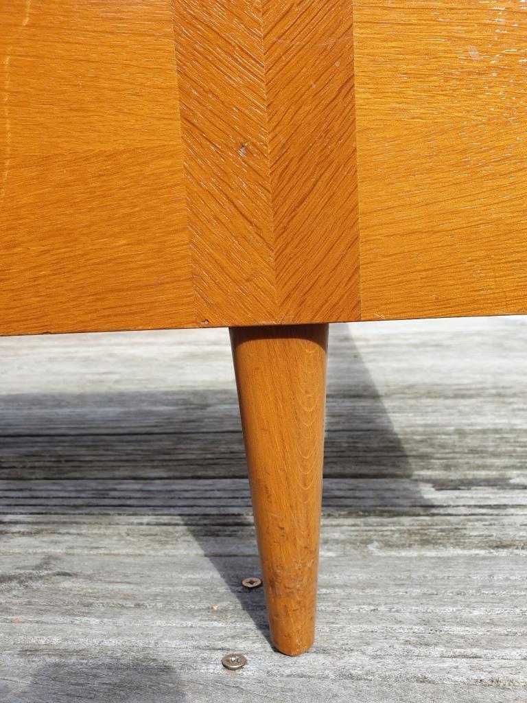 Vintage bed 1960 geometric marquetry 140