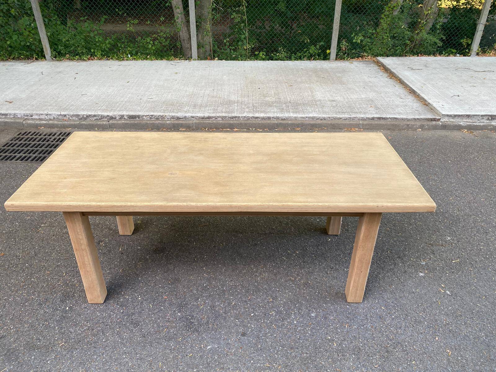 Table à manger de ferme décapée en chêne 1950 - 210cm
