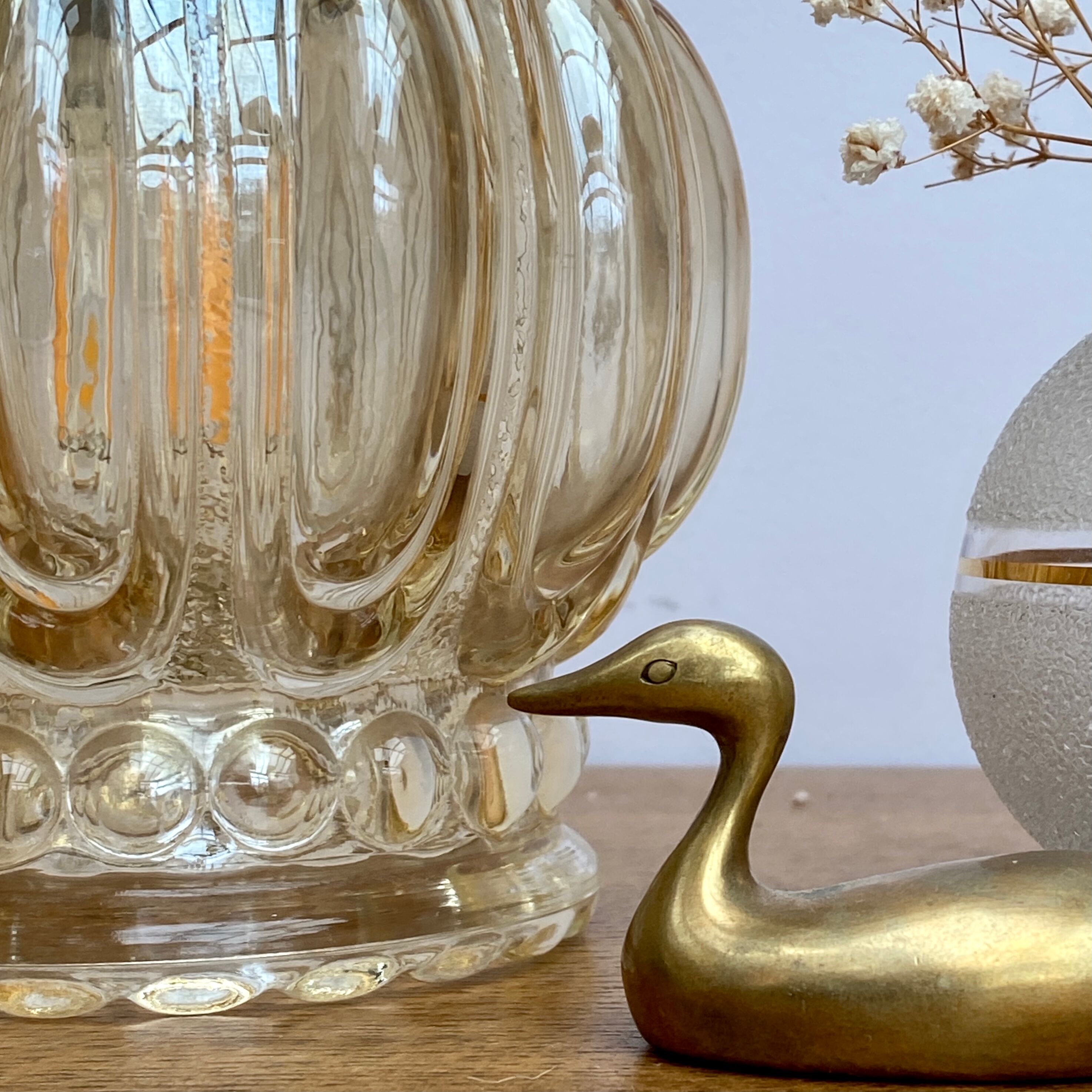 Vintage amber glass globe walker