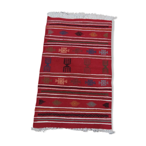 tapis kilim rouge berbère en laine