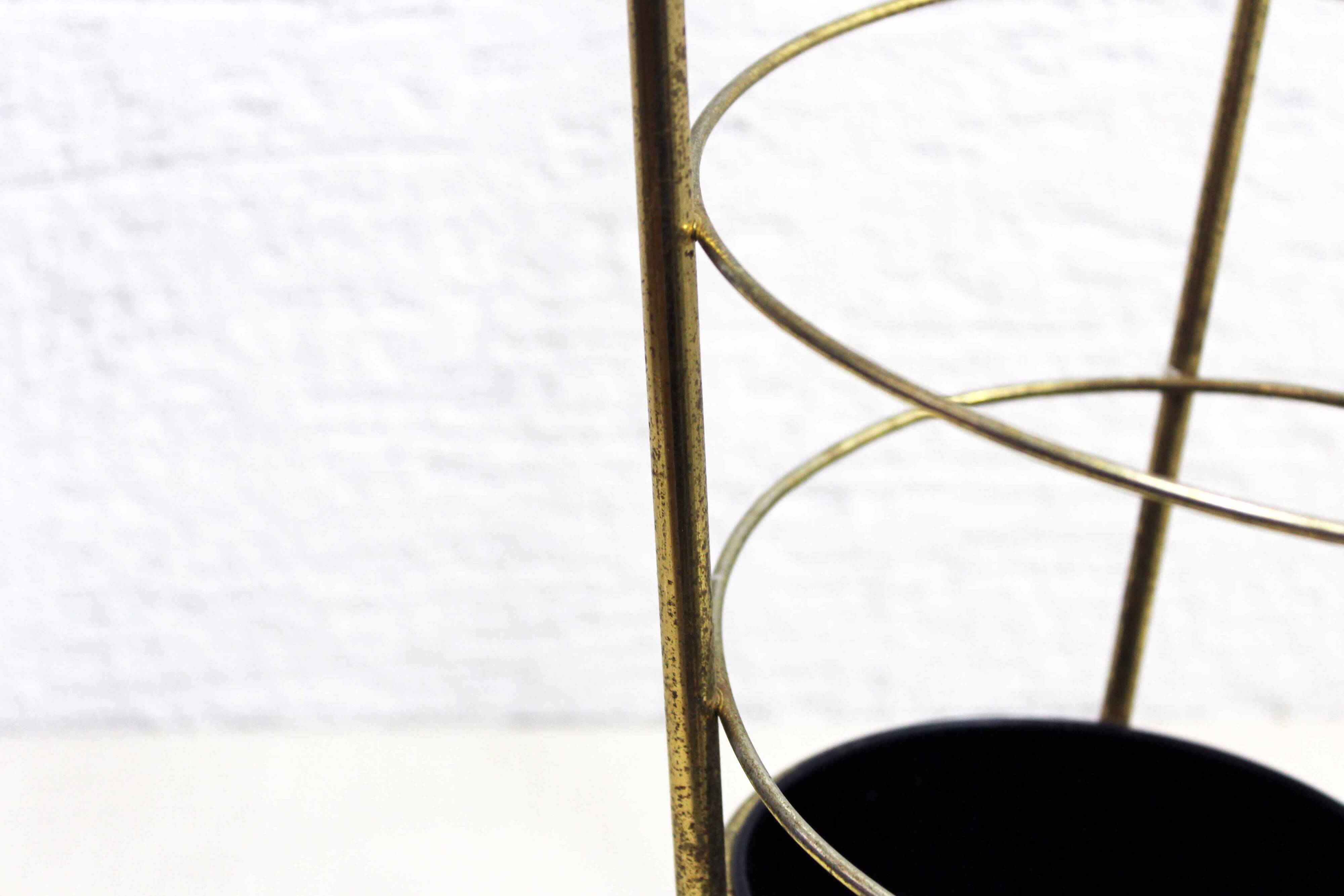 Vintage brass umbrella stand, bamboo handle