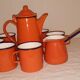 Orange enamelled iron coffee service