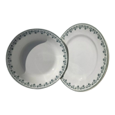 2 plats Terre de Fer Moulin des Loups Georgette vert foncé diamètre 28cm