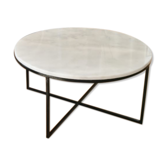 Table basse circulaire marbre blanc Ibiza -80 cm D