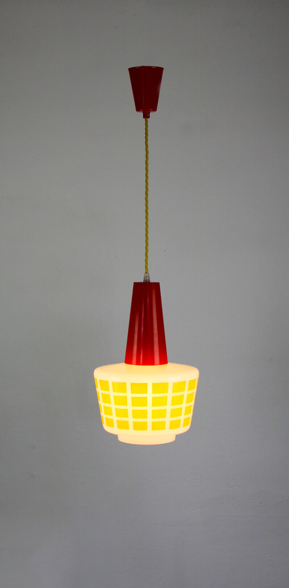 Red and yellow glass pendant lamp