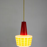 Suspension en verre rouge et jaune