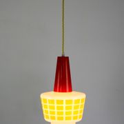 Suspension en verre rouge et jaune