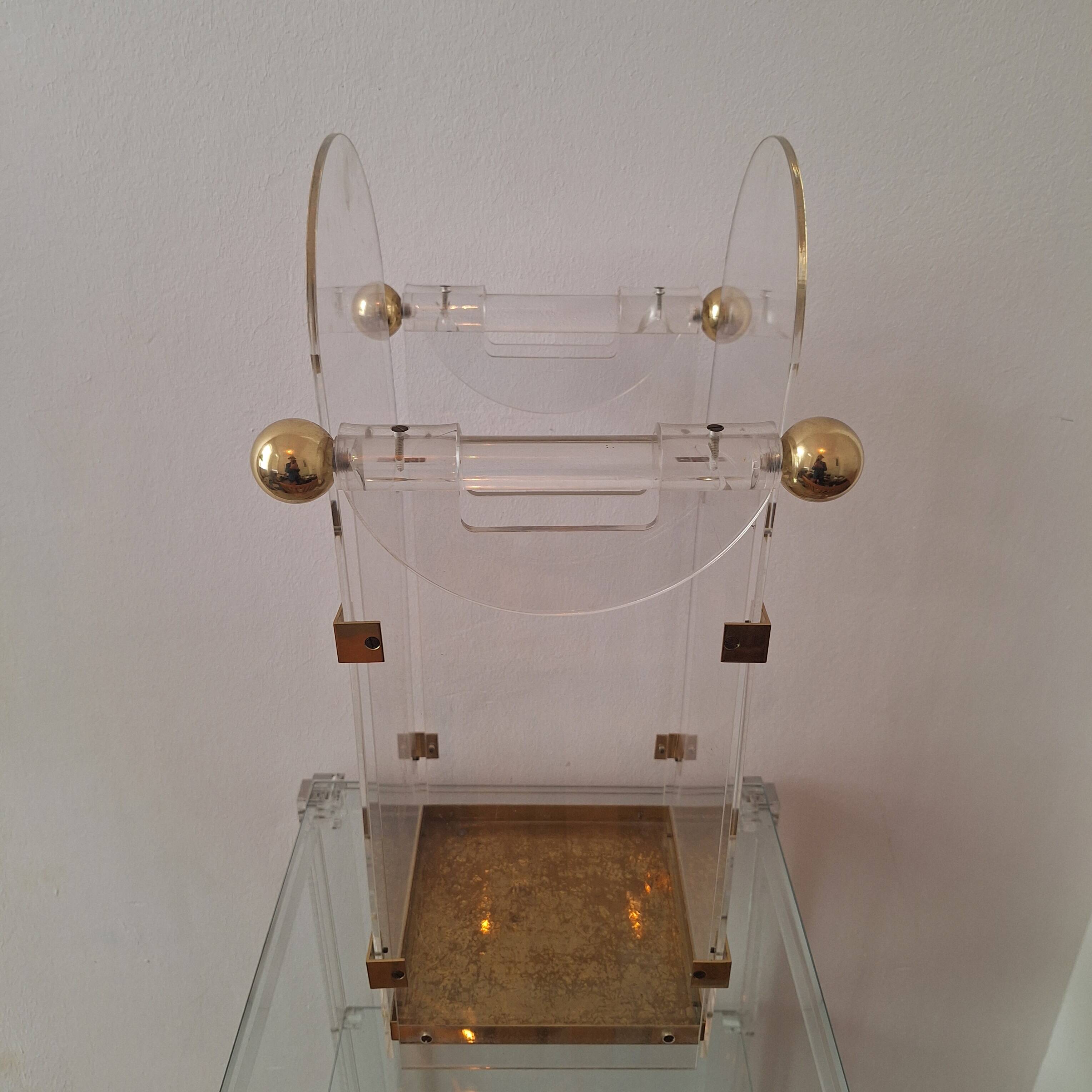 Fontana Arte inspired lucite / acrylic and brass umbrella stand, 1970s