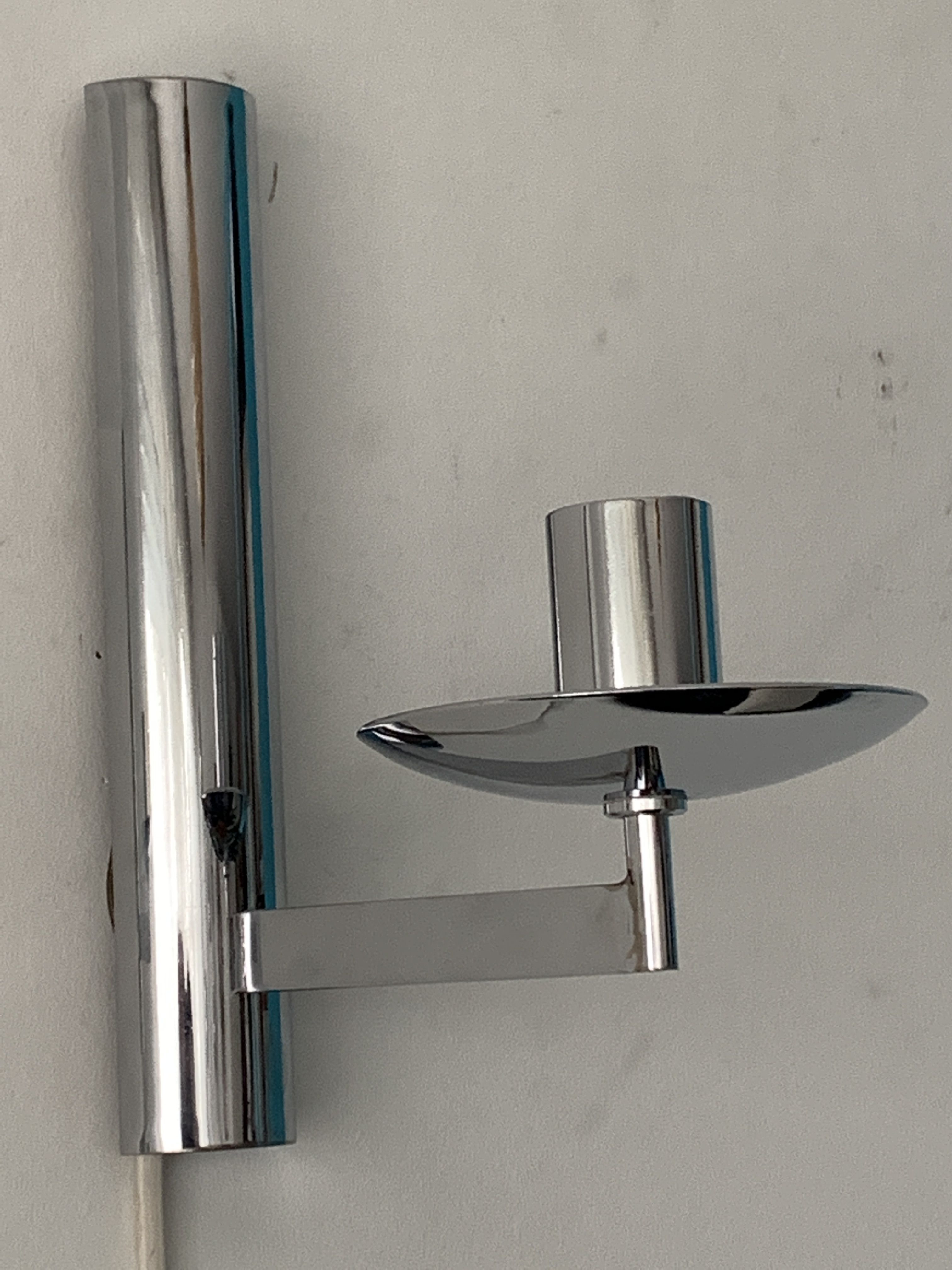 Pair of chrome metal sconces and smoked glass from Sciolari, 1970