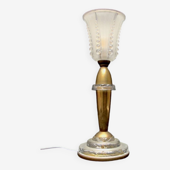 1930 brass lamp and thick glass pieces