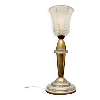 1930 brass lamp and thick glass pieces