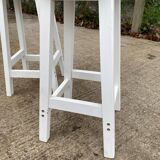 Pair of white and wood effect round stools