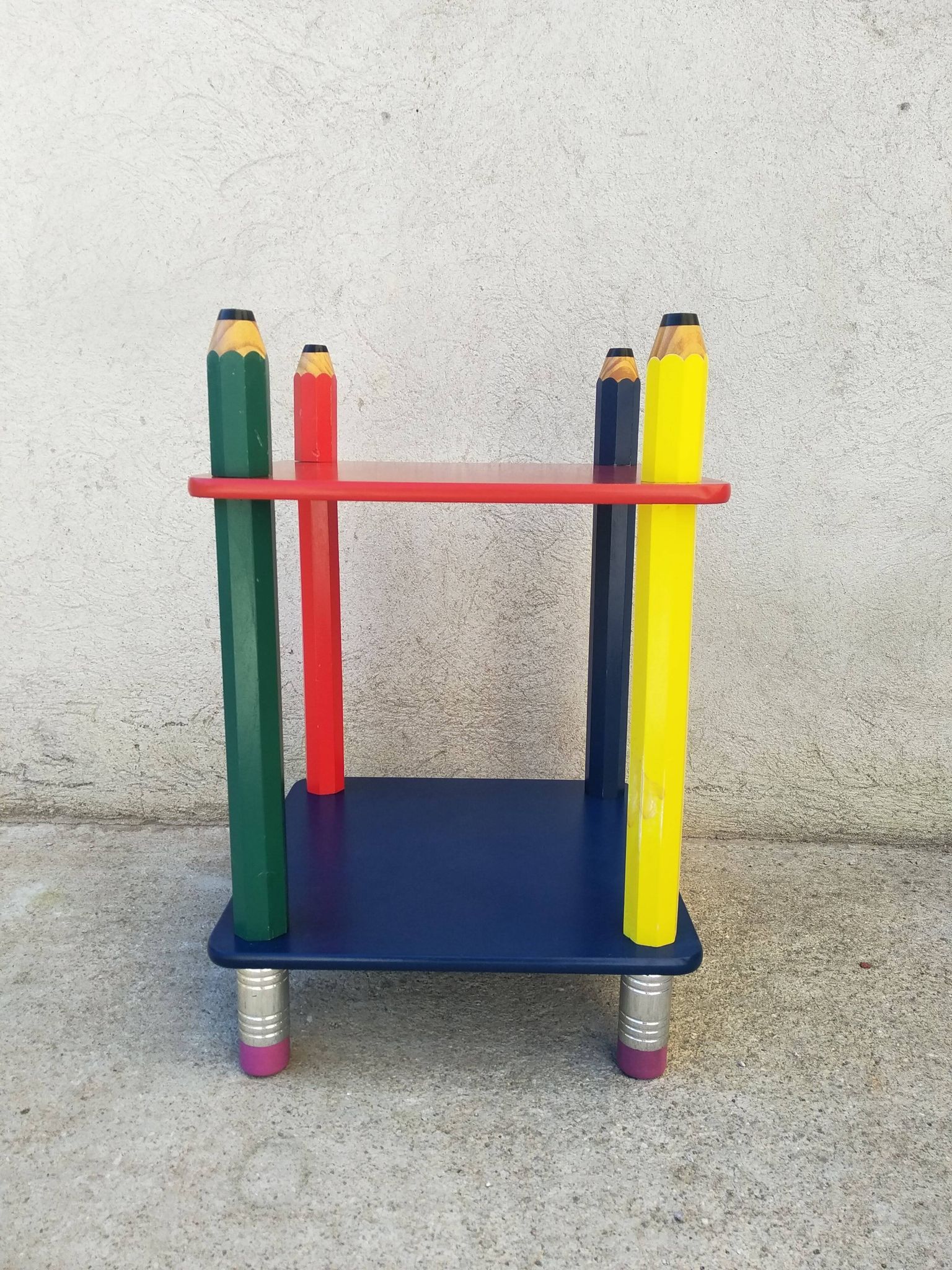 Pierre Sala pencil bedside table Clairefontaine collection 1980s