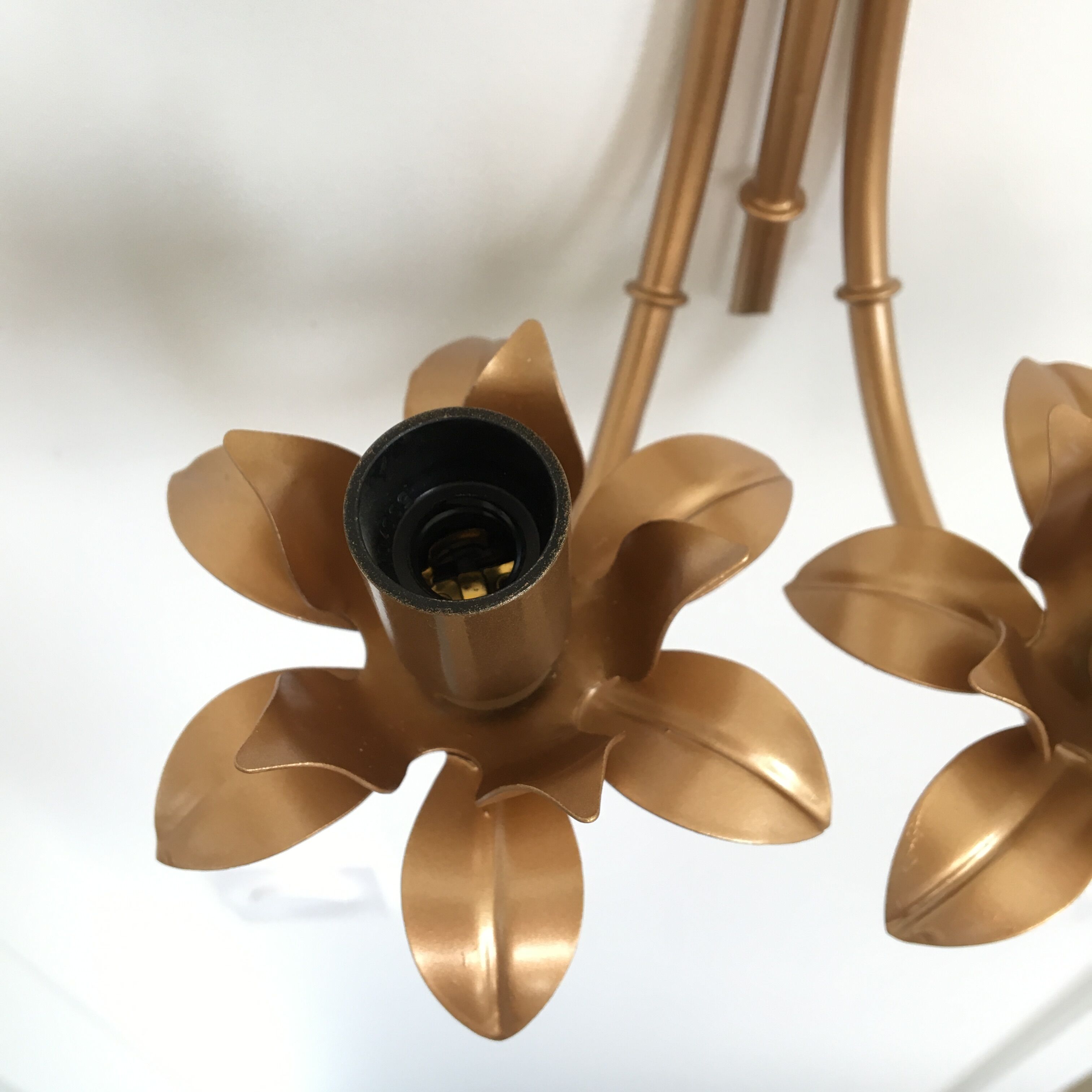 Wall lamp "bamboo" double fire lacquered metal old gold