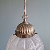 Art Deco trio of frosted glass pendants, 1920s-30s.