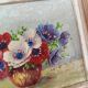 Painting on panel: bouquet of anemones in a vase.