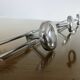 Chrome metal wall coat rack with 4 hooks, 57cm, 1970, vintage