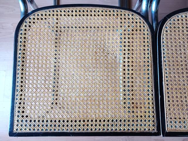 Set of 5 B32 Cesca chairs black lacquer by Marcel Breuer 80s Made in Italy