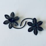 Pair of iron water lily candle holders
